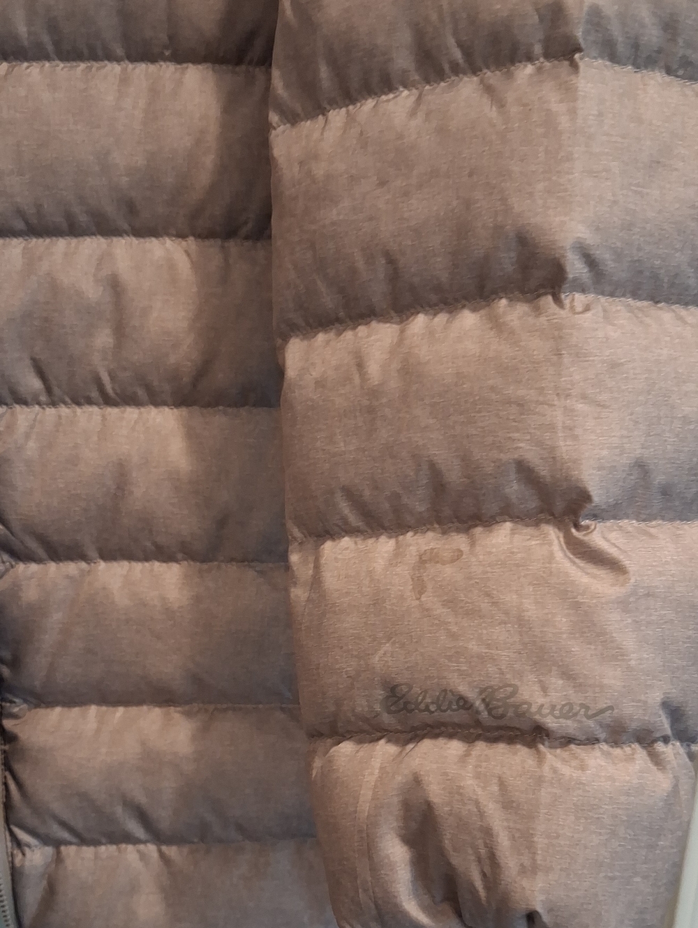 Eddie Bauer Heathered Gray Quilted Down Puffer Jacket